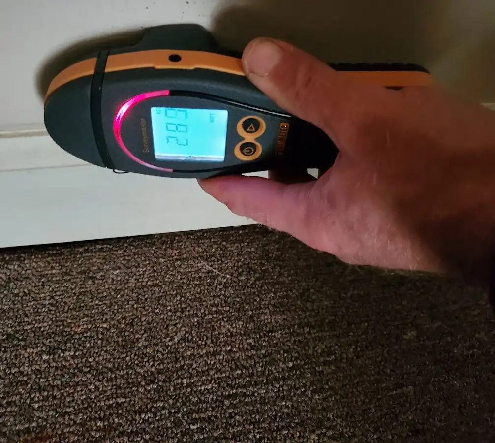 Moisture detection at baseboard during Sewage Cleanup & Sanitation in Princeton